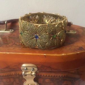 Nolan Miller Filigree Flower Cuff Clamper Bangle